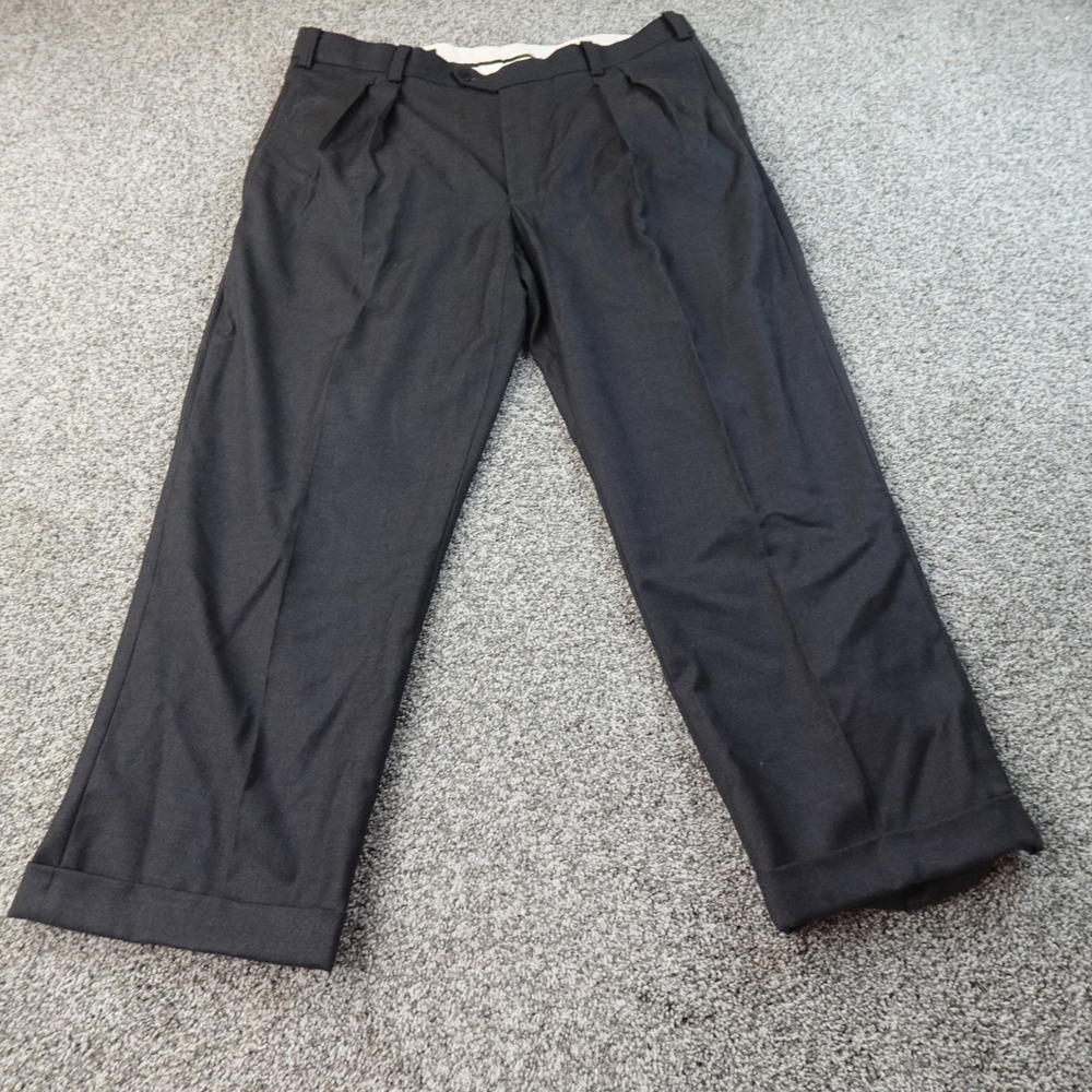 VTG Orvis Pants Mens 42X30 Gray Wool Cashmere Trousers Dress Slacks Pleated Cuff